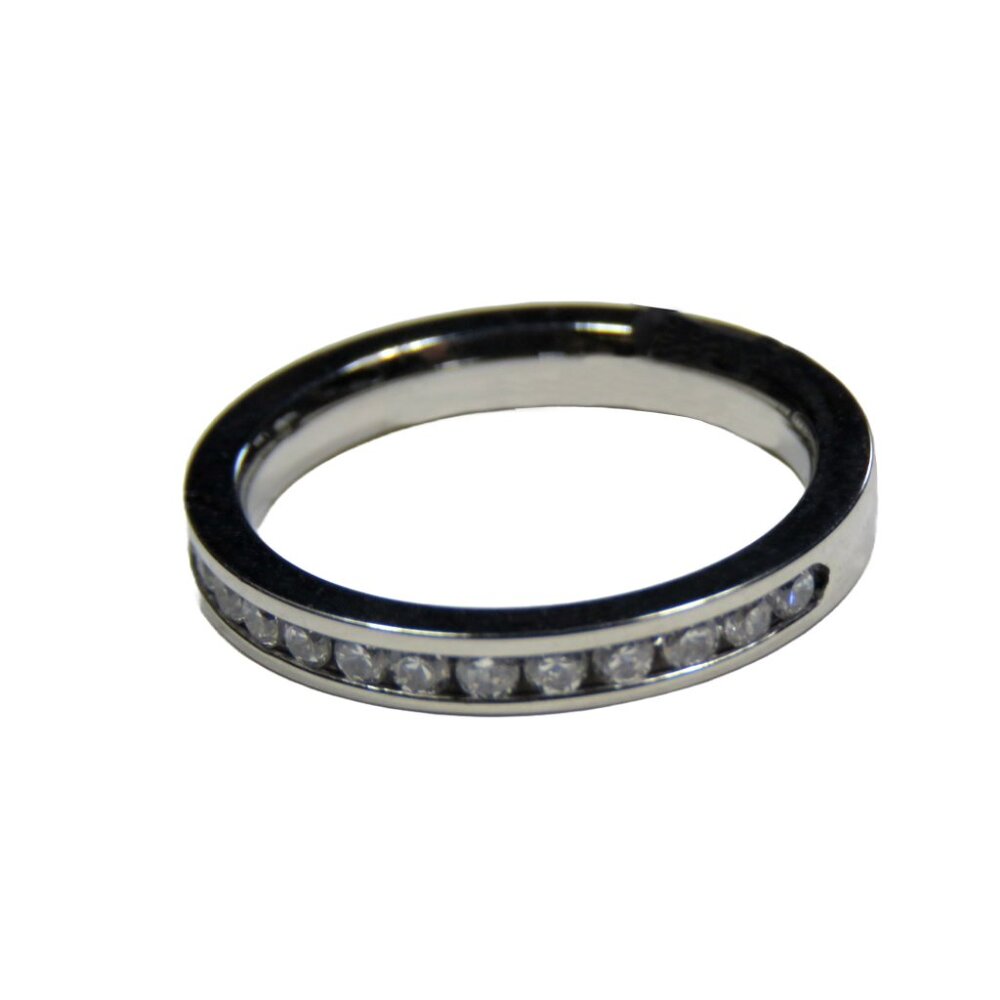 Inox Women's Stainless Steel Polished Ring with CZ Accents